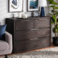 Baxton Studio Titus-Mocha-4DW-Dresser Baxton Studio Titus Modern and Contemporary Dark Brown Finished Wood 4-Drawer Dresser